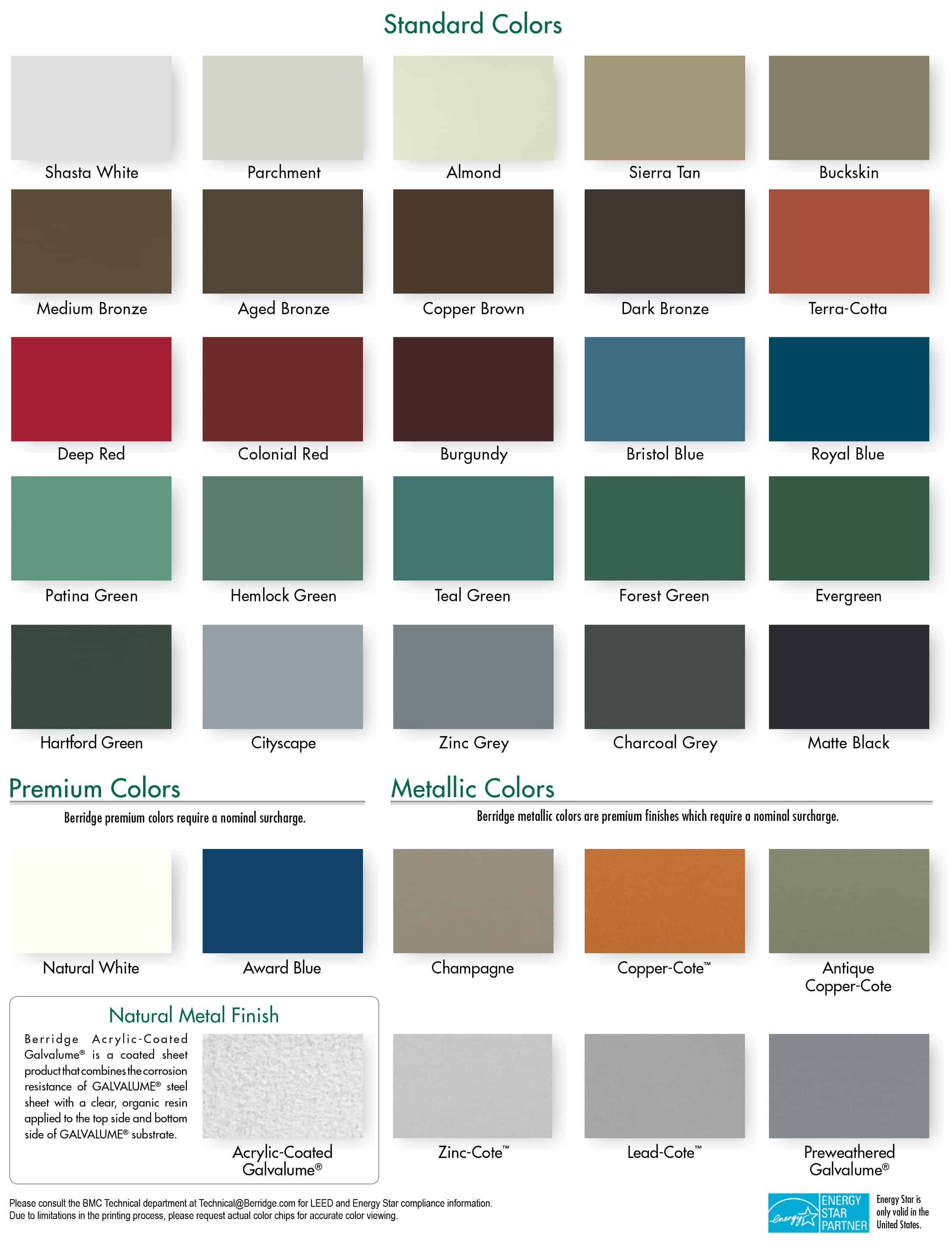 Berridge Colors | Berridge Manufacturing Co.
