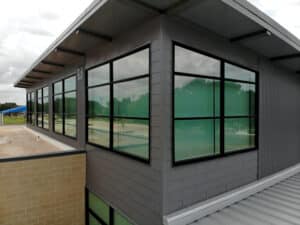 Menchaca Elementary School HR-16 Fluted Fascia FW-12 Zinc Grey