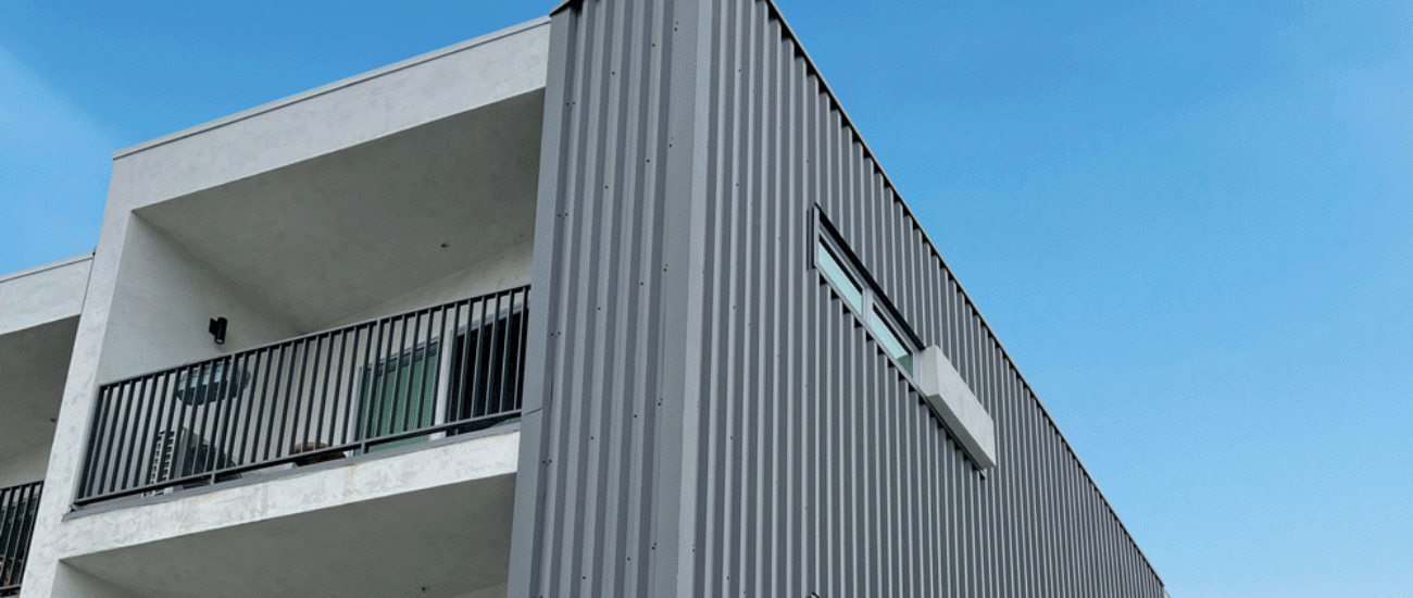 Chapman Place Apartments Deep-Deck Panel Charcoal Grey